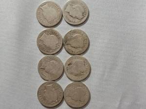 lot 38 image: 8 Barber Dimes Silver - Misc. Dates