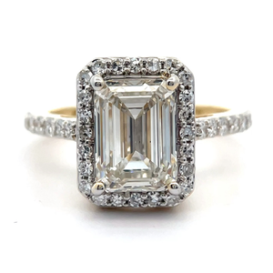 NEW 3.50 Carat Emerald Cut Diamond Pav�Halo Ring in 14k Yellow Gold $4,999 Retail VIDEO