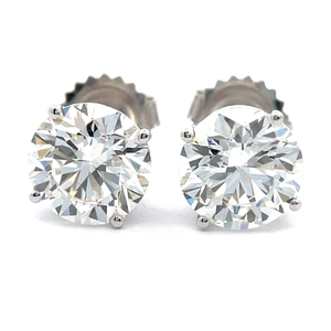 NEW 4 Carat Diamond Solitaire Stud Earrings in 14k White Gold w EGL Report VIDEO
