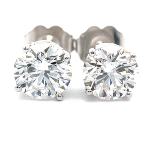 Sparkling 2 Carat Diamond Classic Solitaire Stud Earrings in 14k White Gold VIDEO
