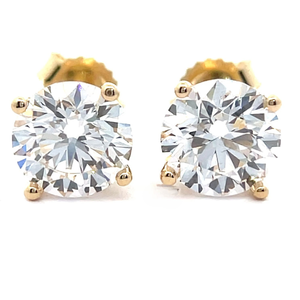 NEW 2 Carat Diamond Classic Solitaire Stud Earrings in 14k Yellow Gold w EGL Report