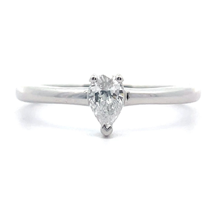 Classic 0.25 Carat Diamond Pear Solitaire Ring in 14k White Gold