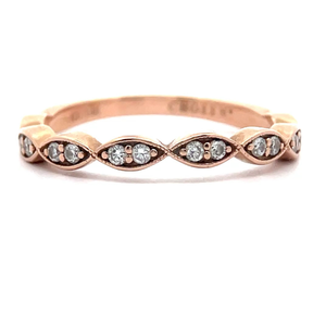Dainty 0.16 Carat Diamond Leaf Stacking Ring in 14k Rose Gold