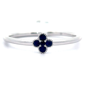 NEW 0.11 Carat Blue Sapphire Cluster Flower Ring in 14k White Gold