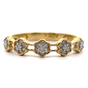 NEW 0.16 Carat Diamond Flower Cluster Open Rail Ring in Yellow Gold VIDEO