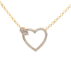 NEW 1.33 Carat Pav Diamond Open Heart Halo Pendant Necklace