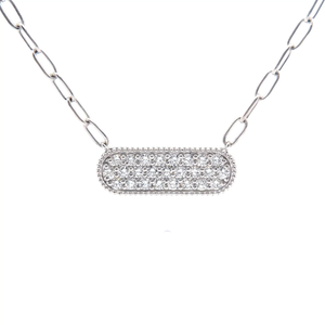 NEW 1.50 Carat Pav Diamond Paperclip Pendant Necklace