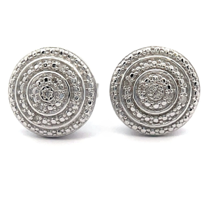 Round Diamond Medallion Stud Earrings