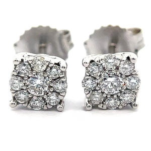 NEW 0.50 Carat Diamond Round Flower Cluster Stud Earrings VIDEO