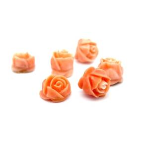 23.53 Carat Natural Pink Coral Set of 6 Carved Beads (8mm average)
