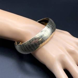 Glam Snakeskin Gold Tone Bangle Bracelet
