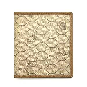 Christian Dior Brown Honeycomb PVC x Leather Bifold Wallet Pre-Owned Retail $400