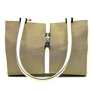 Gucci Brown x Ivory Jackie Canvas x Leather Tote Bag Pre-Owned Retail $700