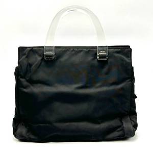 Prada Black Tessuto Nylon Plastic Handle Tote Bag Pre-Owned Retail $725