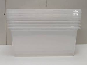 lot 11 image: 4 Pack - Plastic Stackable and Nestable Storage Bin 17 Qt