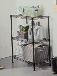 lot 12 image: 3 Tier Wire Shelving - Brightroom - Black