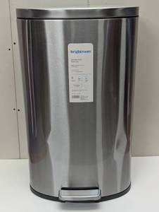 lot 14 image: 45L D Shape Step Trash Can - Brightroom Stainless Steel, 13 Gallon