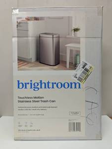 lot 18 image: Motion Wastebasket with Liner - Brightroom Stainless Steel Touchless Kitchen Trash Can, 11.8 Gallon, Silver