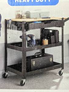 lot 20 image: 3 Tier Metal Rolling Service Cart - Brightroom - Heavy Duty