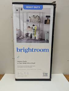 lot 51 image: 4 Tier Wide Wire Shelving Chrome - Brightroom Steel Utility Storage, Adjustable Feet & Shelves, 350 lb Capacity