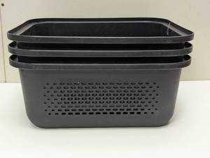 lot 66 image: 3 Pack - Small Decorative Plastic Bin with Cutout Handles - Brightroom - Black