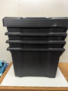 lot 88 image: 4 Pack - 32gal XL Wheeled Latching Storage Tote Black - Brightroom - 4 Pack