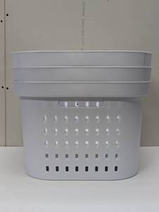 lot 91 image: 3 Pack - 1.25bu Square Modern Laundry Basket Square - Brightroom Plastic Clothes Basket with Built-In Handles - 3 Pack