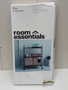 lot 98 image: 3 Shelf Wide Utility Storage Cart Gray - Room Essentials
