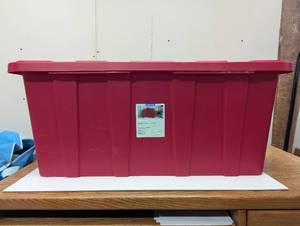 lot 83 image: 38gal HD Garage Tote - Rocket Red - Brightroom Portable Lidded Utility Storage, 38 Volume, Plastic, 37.5 x 21.625 x 15.875