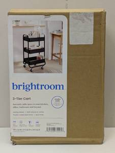 lot 95 image: 3 Tier Metal Utility Cart - Brightroom - Black
