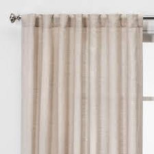 lot 149 image: 1pc Light Filtering Linen Window Curtain Panel - Threshold-Natural