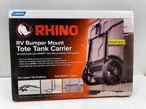 lot 100 image: Camco Rhino Bumper Mount Tote Tank Holder - 39010