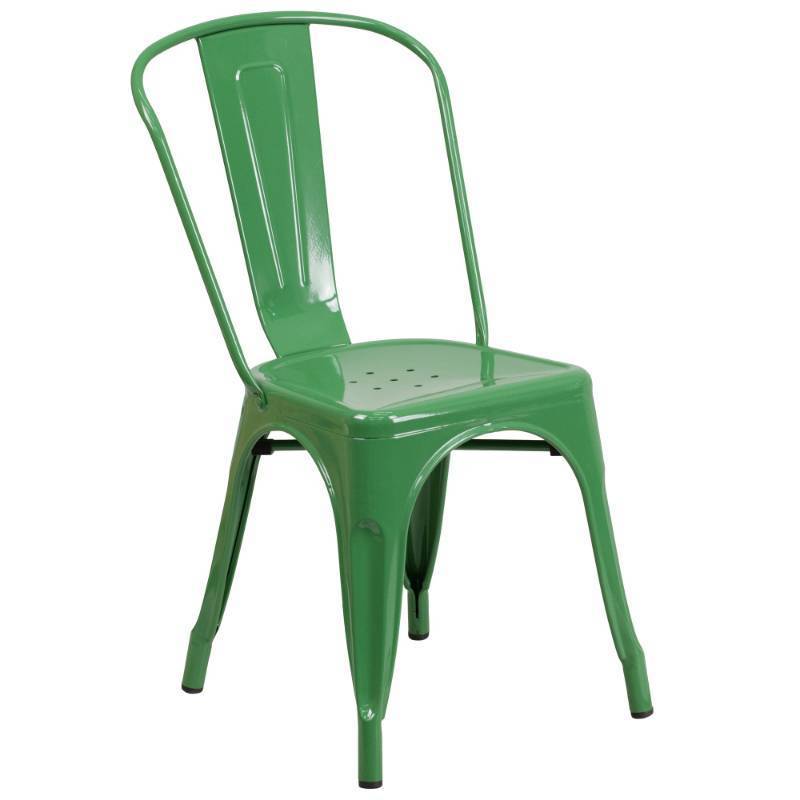 Stackable Green Metal Chair - 1 chair