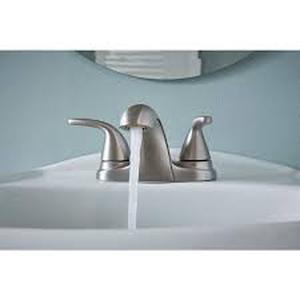 MOEN Adler 4 in. Centerset 2-Handle Bath Faucet with 3-Piece Hardware Set in Spot Resist Brushed Nickel (24 in. Towel Bar)  Customer Returns See Pictures