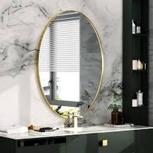 24 in. W x 36 in. H Large Oval Mirror Stainless Steel Framed Mirror Wall Mirrors Bathroom Vanity Mirror in Brushed Gold  Customer Returns See Pictures