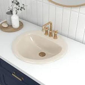 Glacier Bay Aragon 19 in. Drop-In Round Fireclay Bathroom Sink in Bone    Customer Returns See Pictures
