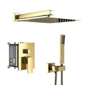 XRAMFY 30 in. W x 40 in. H Rectangular Modern Aluminum Alloy Framed Rounded Gold Wall Mirror Customer Returns See Pictures