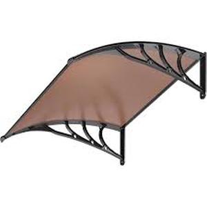 VIVOHOME 3.3 ft. Polycarbonate Window Fixed Awning (40 in. x 40 in.) in Brown and Black Bracket Customer Returns See Pictures