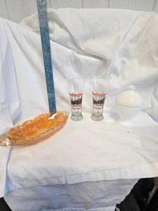 lot 23 image: Budweiser Glasses, 1960s Milk Glass