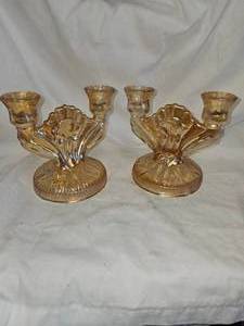 lot 62 image: Iridescent Flora Gold Louisa Candleholders