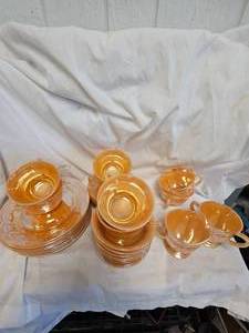 lot 66 image: Fire King Ovenware Peach Luster CoffeeDessert Set, set of 8