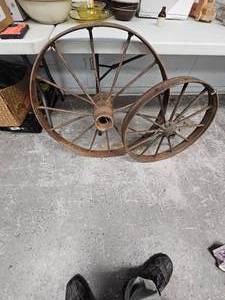 lot 78 image: Vintage Cast Iron Steel Wheels