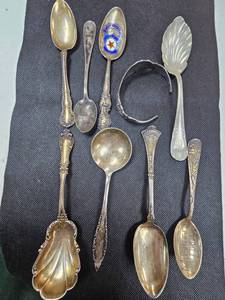 lot 112 image: Sterling Silver Spoons and Bracelet
