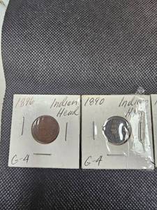 lot 114 image: Indian Head Pennies(4), 1890,1896,1901,1902