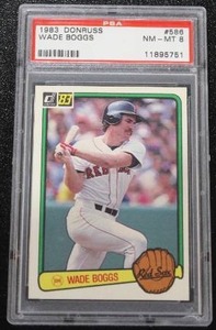lot 13 image: 1983 Donruss Wade Boggs #586 PSA 8 Rookie Card