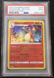 lot 21 image: 2020 Pokemon Vivid Voltage Charizard Reverse Holo #025185 PSA 9