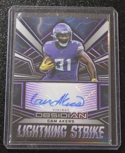 lot 24 image: 2023 Obsidian Lightning Strike Autograph Cam Akers #LSS-CAK 875  Only 75 Exist