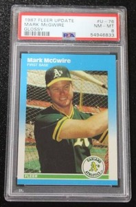 lot 36 image: 1987 Fleer Update Mark McGwire #76 Rookie Card PSA 8