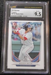 lot 38 image: 2014 Bowman Mookie Betts #109 CSG 9.5 Rookie Card