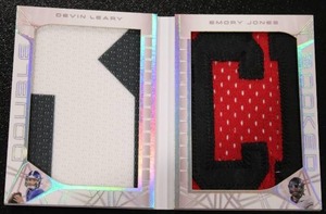 lot 41 image: 2023 Leaf Trinity Double Booked Devin Leary & Emory Jones Jumbo Patch Relic Booklet 55  Only 5 Exist